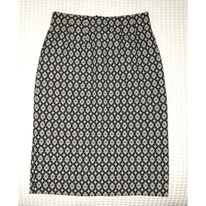 EMANUEL ivory black high waisted lined stretch pencil skirt 6